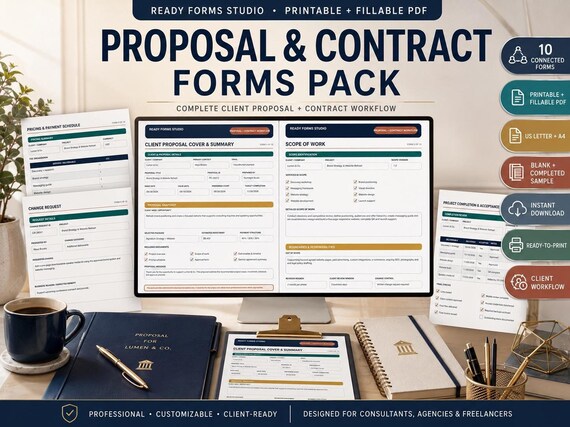 Proposal & Contract Forms Pack: Scope of Work, Project Approval, Change Request and Project Closeout Business Forms