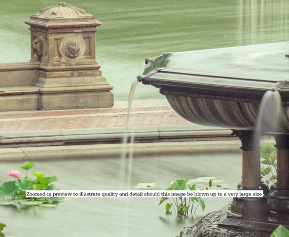 Vintage photograph of Bethesda Fountain, Central Park, New York City  Solid-Faced Canvas Print