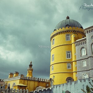 Pena National Palace in Sintra, Portugal. Original Fine Art Street Photography. Castle in moody colors