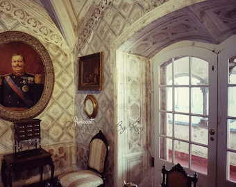 Inside Pena National Palace in Sintra, Portugal. Original Fine Art Street Photography. Carlos I of Portugal