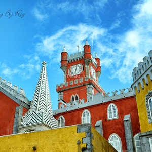 Pena National Palace in Sintra, Portugal. Original Fine Art Street Photography. Castle in Vibrant colors