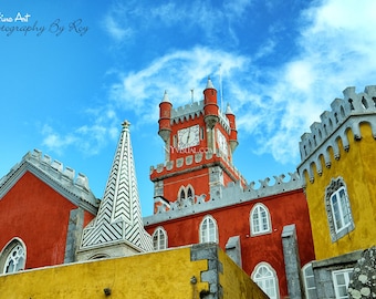 Pena National Palace in Sintra, Portugal. Original Fine Art Street Photography. Castle in Vibrant colors