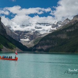 Canoe on Lake Louise - Banff National Park, Alberta Canada - Original Fine Art Landscape "Digital Painting" Photography