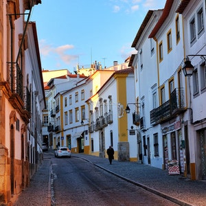 Evora Street In The Evening, Portugal. Original Fine Art Street Photography. Europe cityscape