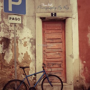 Lisbon bicycle and Door, Portugal. Original Fine Art Street Photography. Lisboa Bike vintage look
