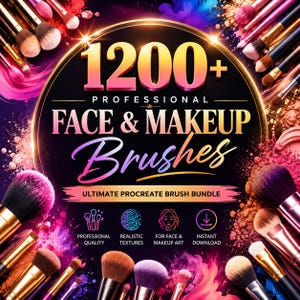 Über 1200 professionelle Gesichts- und Make-up-Pinsel | Ultimatives Procreate-Pinselset | Kosmetikpinsel-Set | Foundation, Puder, Rouge, Lidschatten