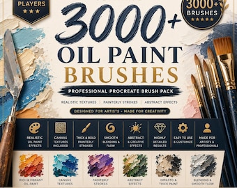 Ultimate Procreate Oil Paint Brushes | Realistic Canvas Textures, Thick Painterly Strokes & Abstract Effects | Digital Painting Brush Pack