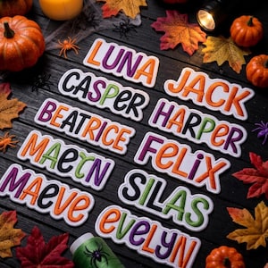 Écusson personnalisé Halloween, écusson brodé coloré personnalisé, à repasser ou à coudre avec fermeture auto-agrippante pour vêtements, sacs à dos, chapeaux