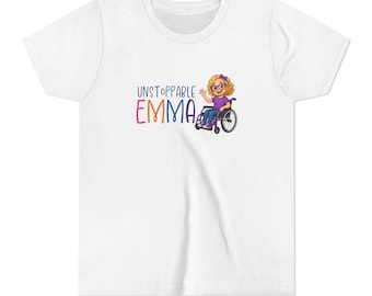 T-shirt enfant avec logo Emma l'inarrêtable, T-shirt inclusif pour enfants sensibilisant au handicap