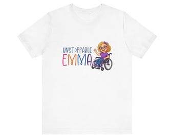 Unstoppable Emma Cartoon Logo Adult Shirt, Inclusive Disability Awareness Support Tee