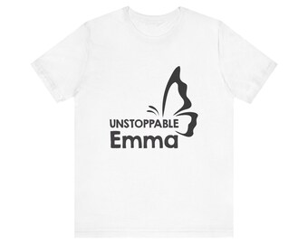 Unstoppable Emma Black Butterfly Logo Adult Shirt, Inclusive Disability Awareness Support Tee