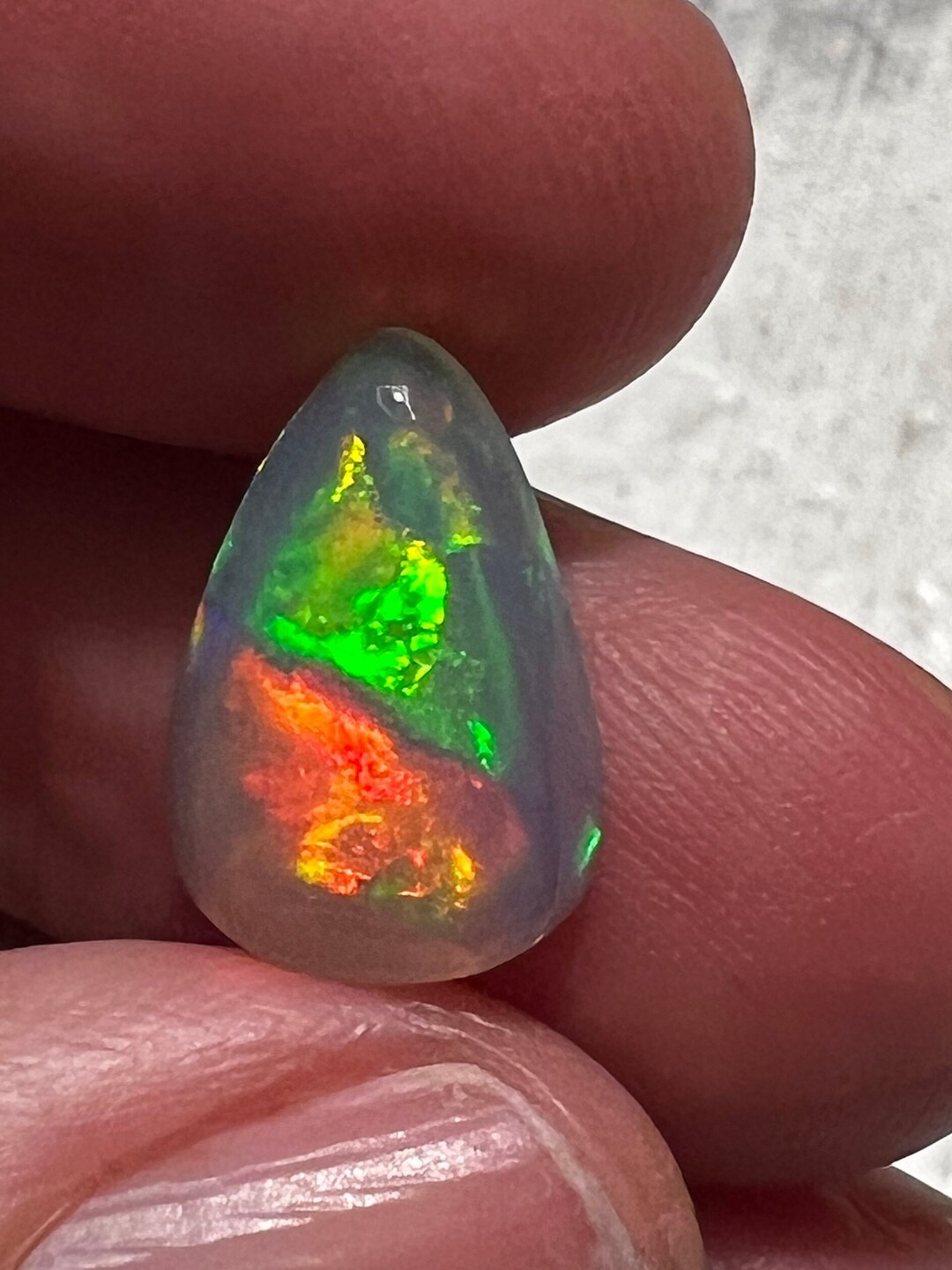 3.3 Carat Rare Christmas Opal Half Red, Half Green Ethiopian Crystal