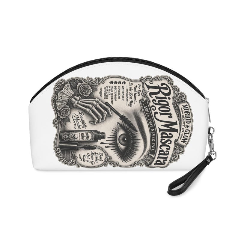 Morbid & Glow Apothecary Makeup Bag: Skull Rose Design, PU Leather Travel Case image 2
