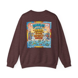 Surf Sweatshirt, Retro Comic Print, Colorful Coastal Style (S-5XL) image 11