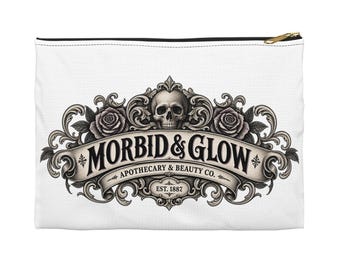Morbid & Glow Apothecary Cosmetic Pouch: Skull Roses Zipper Case