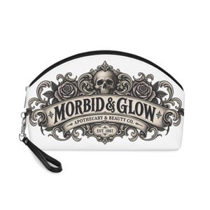 Morbid & Glow Apothecary Makeup Bag: Skull Rose Design, PU Leather Travel Case image 1
