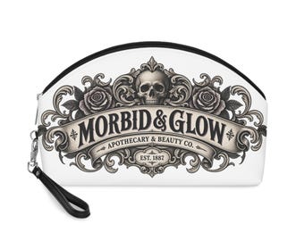 Morbid & Glow Apothecary Makeup Bag: Skull Rose Design, PU Leather Travel Case