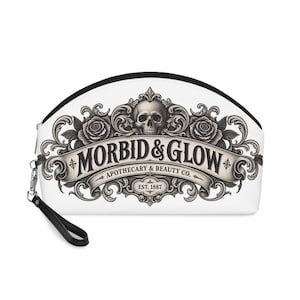 Morbid & Glow Apothecary Makeup Bag: Skull Rose Design, PU Leather Travel Case image 1