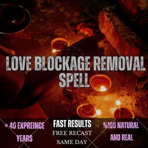 Peut inclure: Une scène sombre avec plusieurs petites lampes à huile lumineuses aux flammes orange chaudes. Le texte indique : LOVE BLOCKAGE REMOVAL SPELL, + 40 EXPREINCE YEARS, FAST RESULTS, FREE RECAST SAME DAY, %100 NATURAL AND REAL. L'éclairage est tamisé.