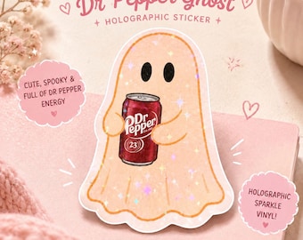 Dr Pepper Ghost Holographic Sticker | Spooky Soda Vinyl Decal