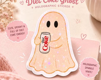 Diet Coke Ghost Holographic Sticker | Spooky Vinyl Decal (Waterproof)