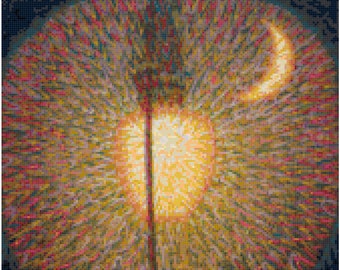 Giacomo Balla Street Light Counted Cross Stitch Pattern Chart PDF Download by Stitching Addiction