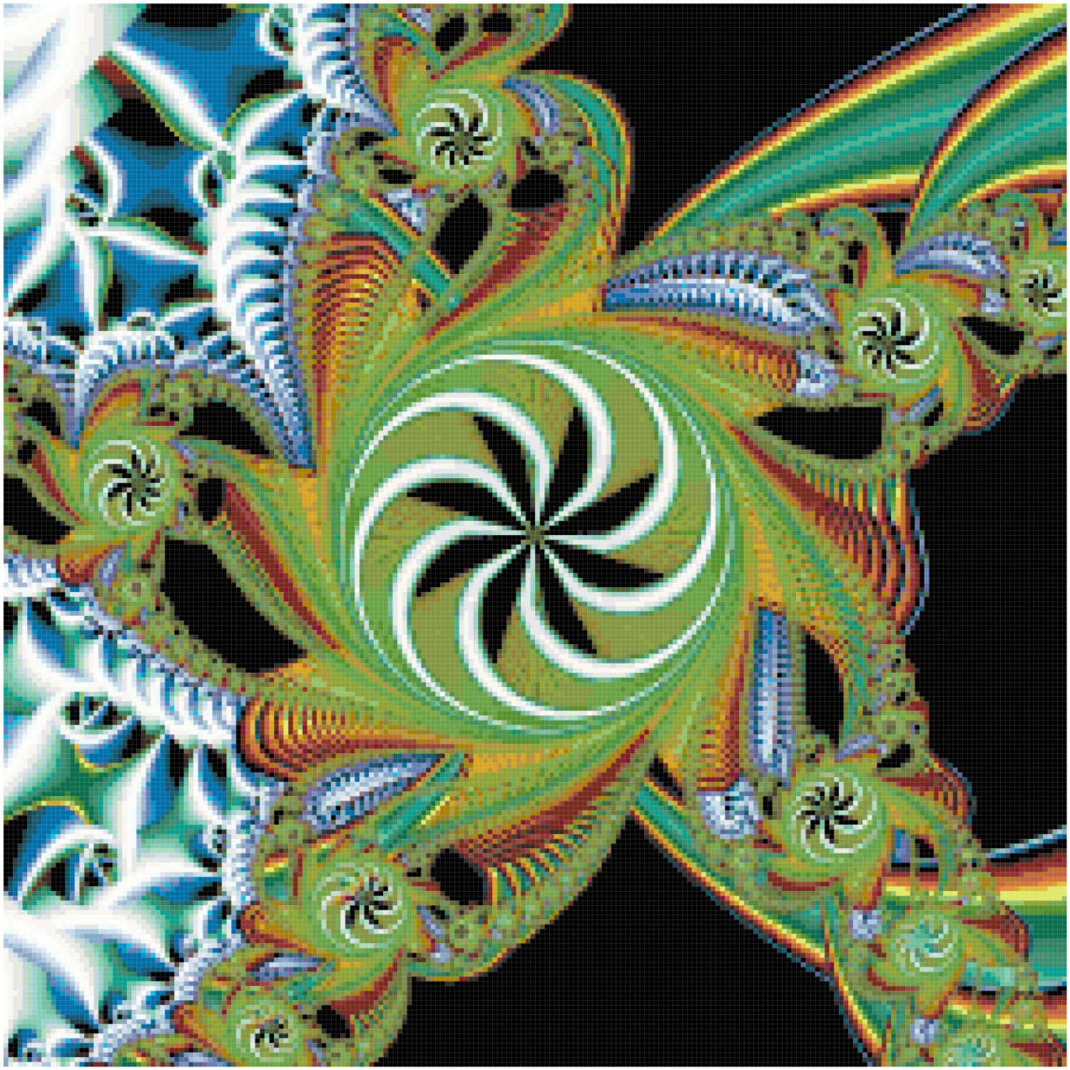 Abstract Fractal Star Counted Cross Stitch Pattern Chart PDF Download