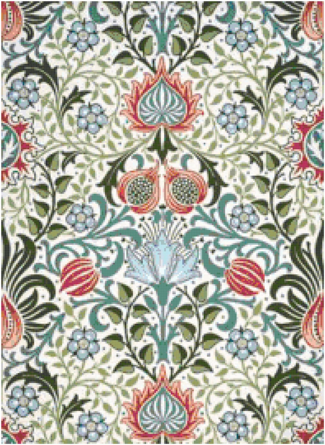 William Morris Persian Wallpaper Design Counted Cross Stitch Etsy