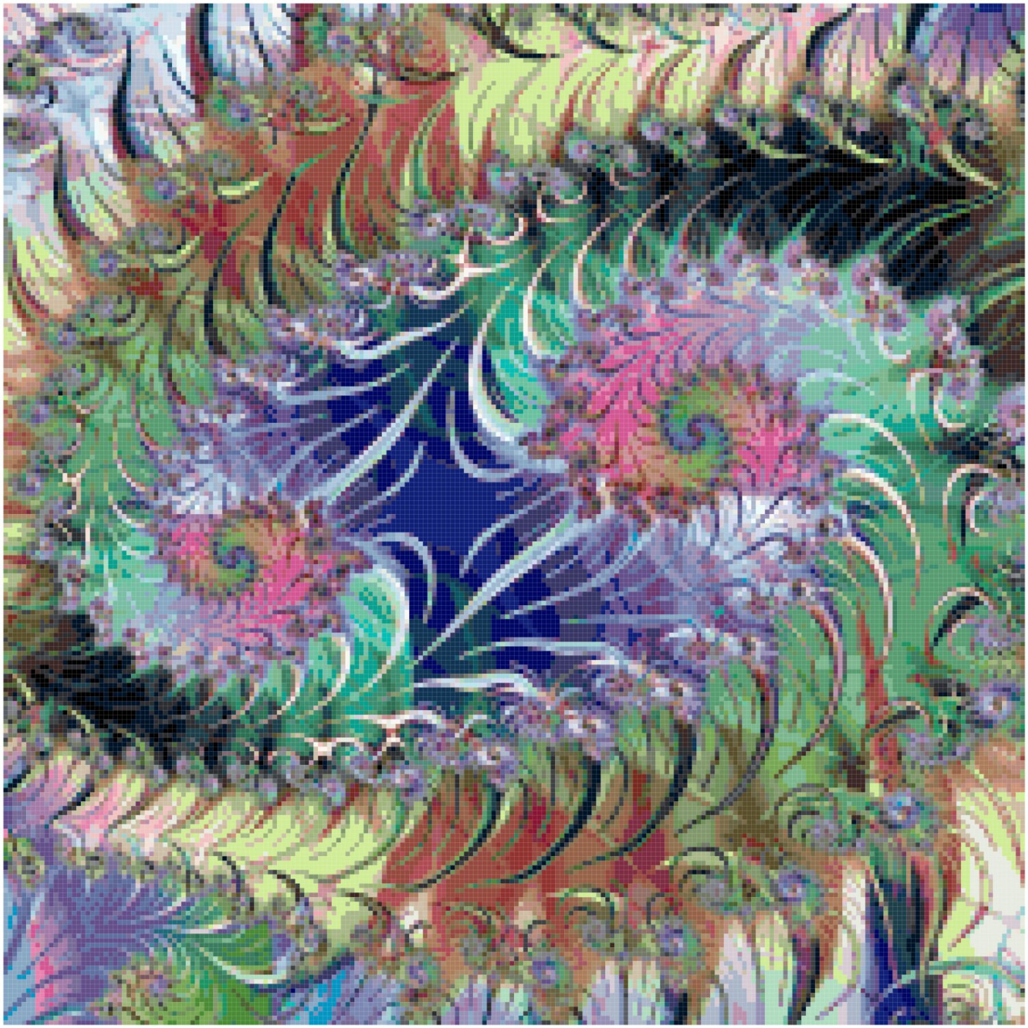 Abstract Fractal Spiral Counted Cross Stitch Pattern Chart PDF Download ...