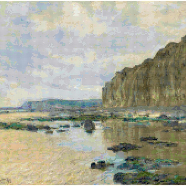 Claude Monet Low Tide Counted Cross Stitch Pattern Chart PDF Download by Stitching Addiction