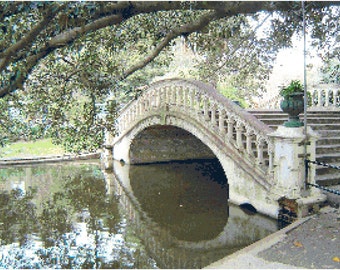 Bridge in Argentina Landscape Counted Cross Stitch Pattern Chart PDF Download by Stitching Addiction
