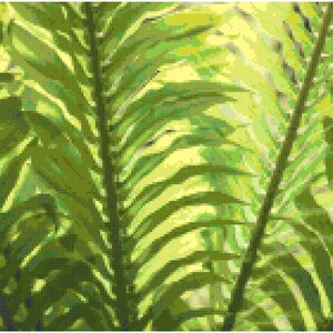 Fern Fronds Landscape Counted Cross Stitch Pattern Chart PDF Download by Stitching Addiction