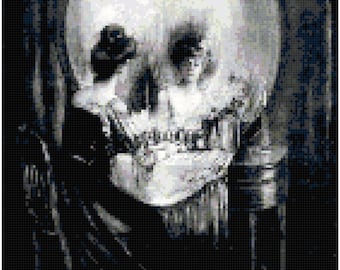 Charles Allan Gilbert All is Vanity Vanitas Skull Painting Counted Cross Stitch Pattern Chart PDF Download by Stitching Addiction