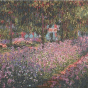 Claude Monet Artist&#39;s Garden at Giverny Counted Cross Stitch Pattern Chart PDF Download by Stitching Addiction