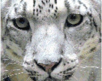 Snow Leopard Counted Cross Stitch Pattern Chart PDF Download by Stitching Addiction