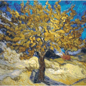 Vincent Van Gogh Mulberry Tree Counted Cross Stitch Pattern Chart PDF Download by Stitching Addiction