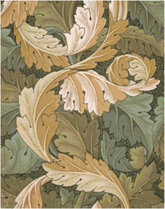 William Morris Acanthus Leaves Wallpaper Design Counted Cross Etsy