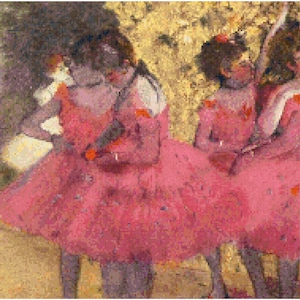 Edgar Degas Dancers in Pink Counted Cross Stitch Pattern Chart PDF Download by Stitching Addiction