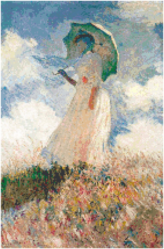 Claude Monet Woman With A Parasol Counted Cross Stitch Pattern Chart Pdf Download By Stitching Addiction - 