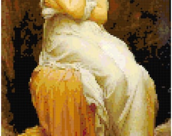 Sir Frederic Leighton Solitude Counted Cross Stitch Pattern Chart PDF Download by Stitching Addiction