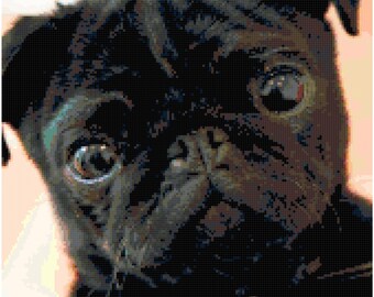 Black Pug Counted Cross Stitch Pattern Chart PDF Download by Stitching Addiction