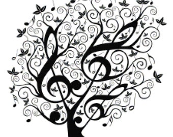 Music Treble Clef Tree Counted Cross Stitch Pattern Chart PDF Download by Stitching Addiction