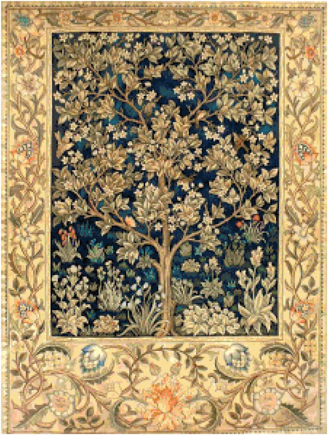 William Morris Garden of Delight Tapestry Design Counted Cross Stitch Pattern Chart PDF Download by Stitching Addiction