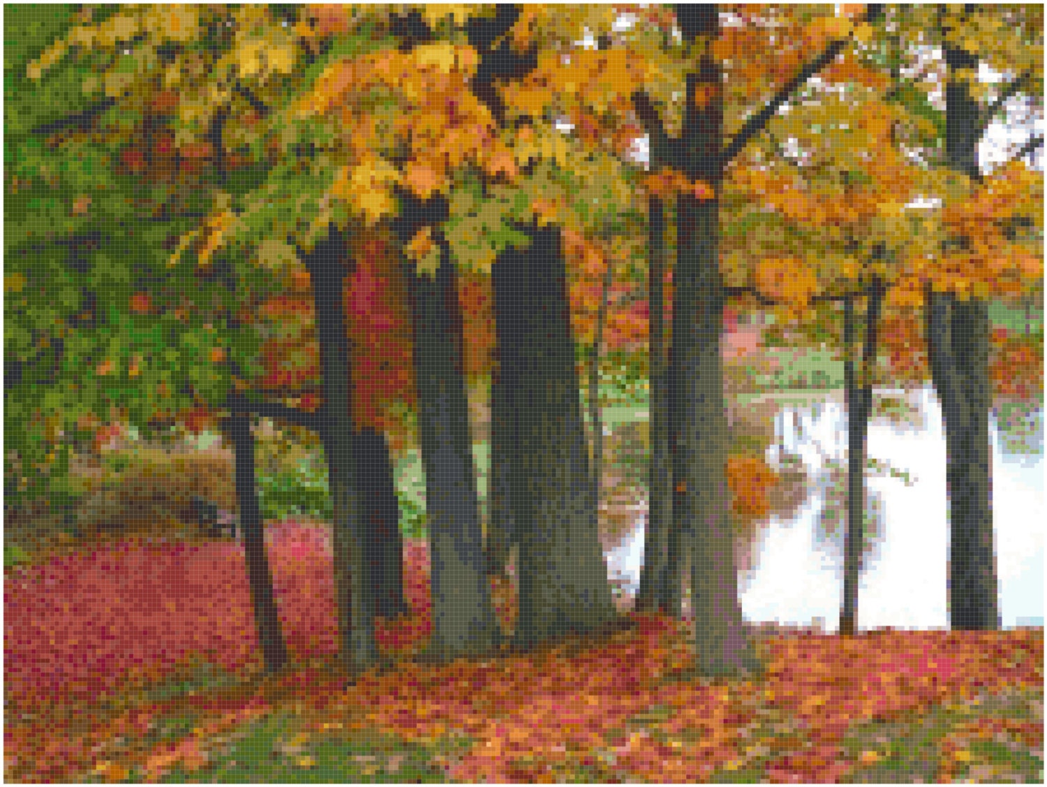 Autumn Trees and Lake Landscape Counted Cross Stitch ...
