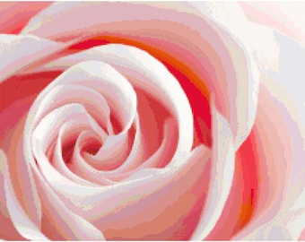 Pretty Baby Pink Rose Counted Cross Stitch Pattern Chart PDF Download by Stitching Addiction