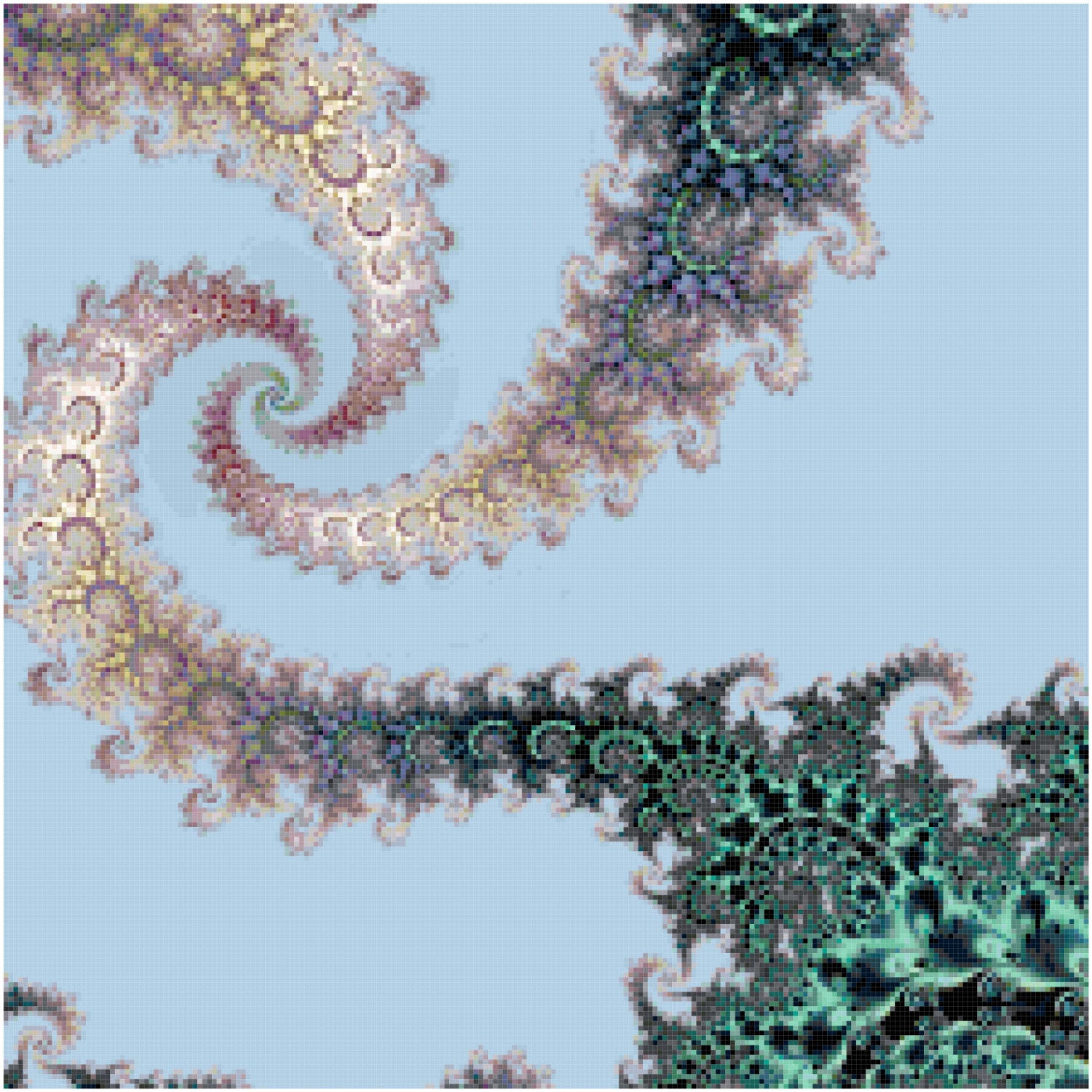 Blue Fractal Spiral Abstract Counted Cross Stitch Pattern Etsy