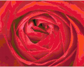 Red Rose Counted Cross Stitch Pattern Chart PDF Download by Stitching Addiction