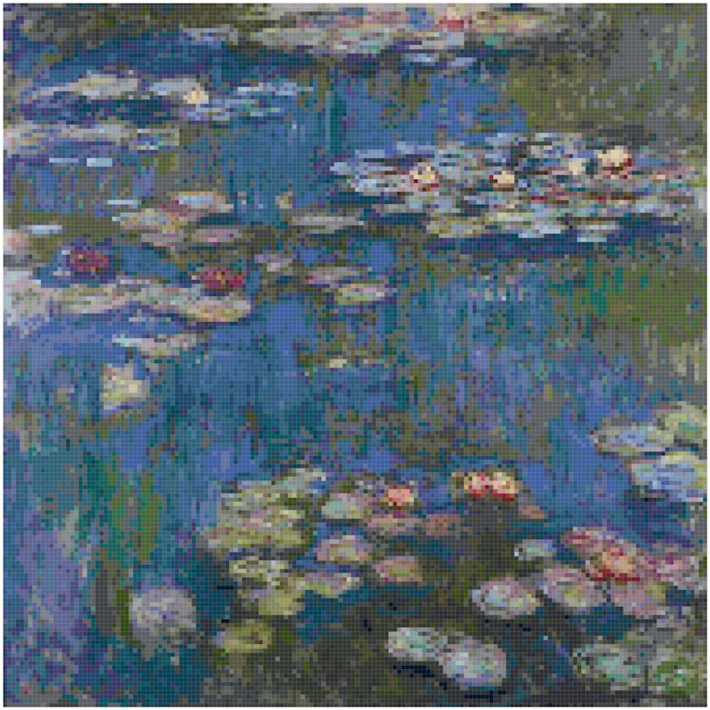 Claude Monet Water Lilies Counted Cross Stitch Pattern Chart - Etsy