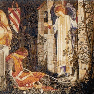 William Morris Holy Grail Tapestry Failure of Sir Lancelot Counted Cross Stitch Pattern Chart PDF Download
