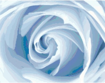 Baby Blue Rose Counted Cross Stitch Pattern Chart PDF Download by Stitching Addiction